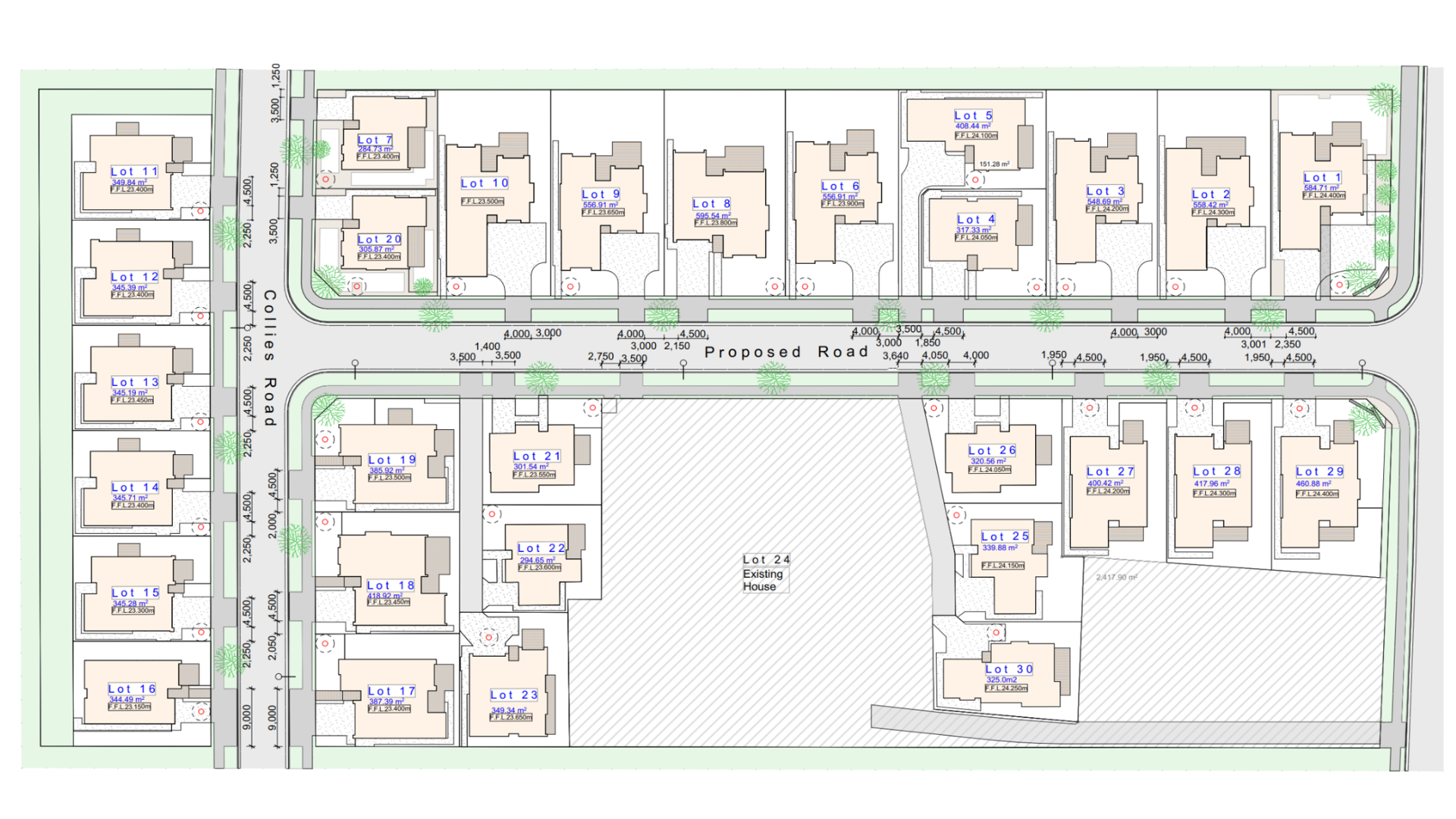Site plan showing the 29 homes at Styx Mews